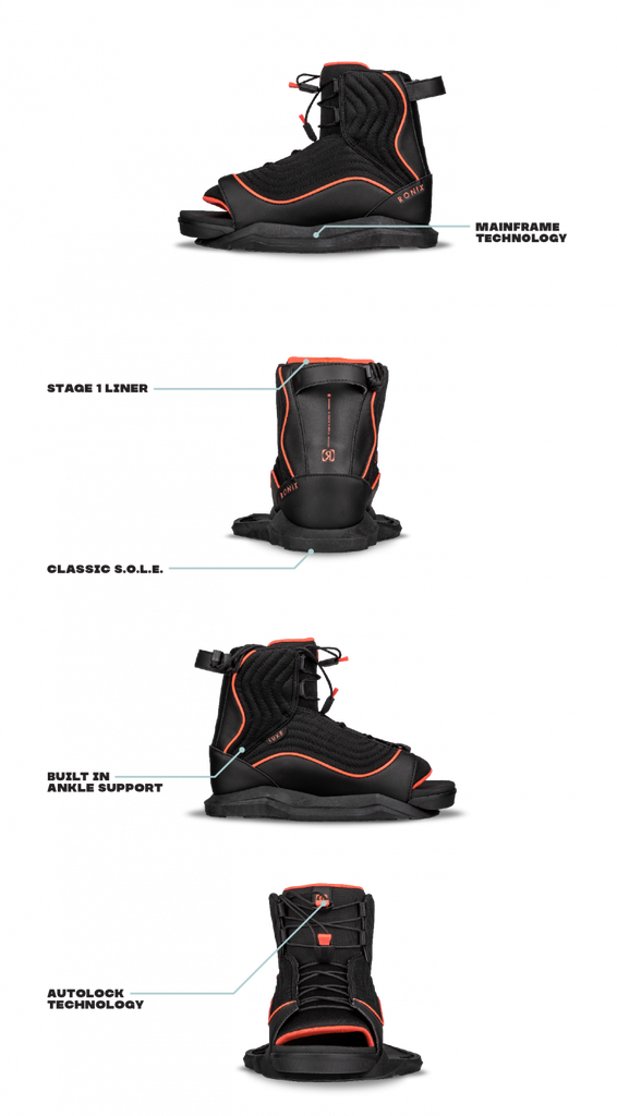 RONIX WOMENS BOOTS 2023 - Luxe - Stage 1 - Black / Coral
