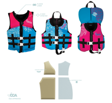 Load image into Gallery viewer, Ronix August - Girl's CGA Life Vest - Sky Blue / Pink / Purple - Yth (50-90lbs)