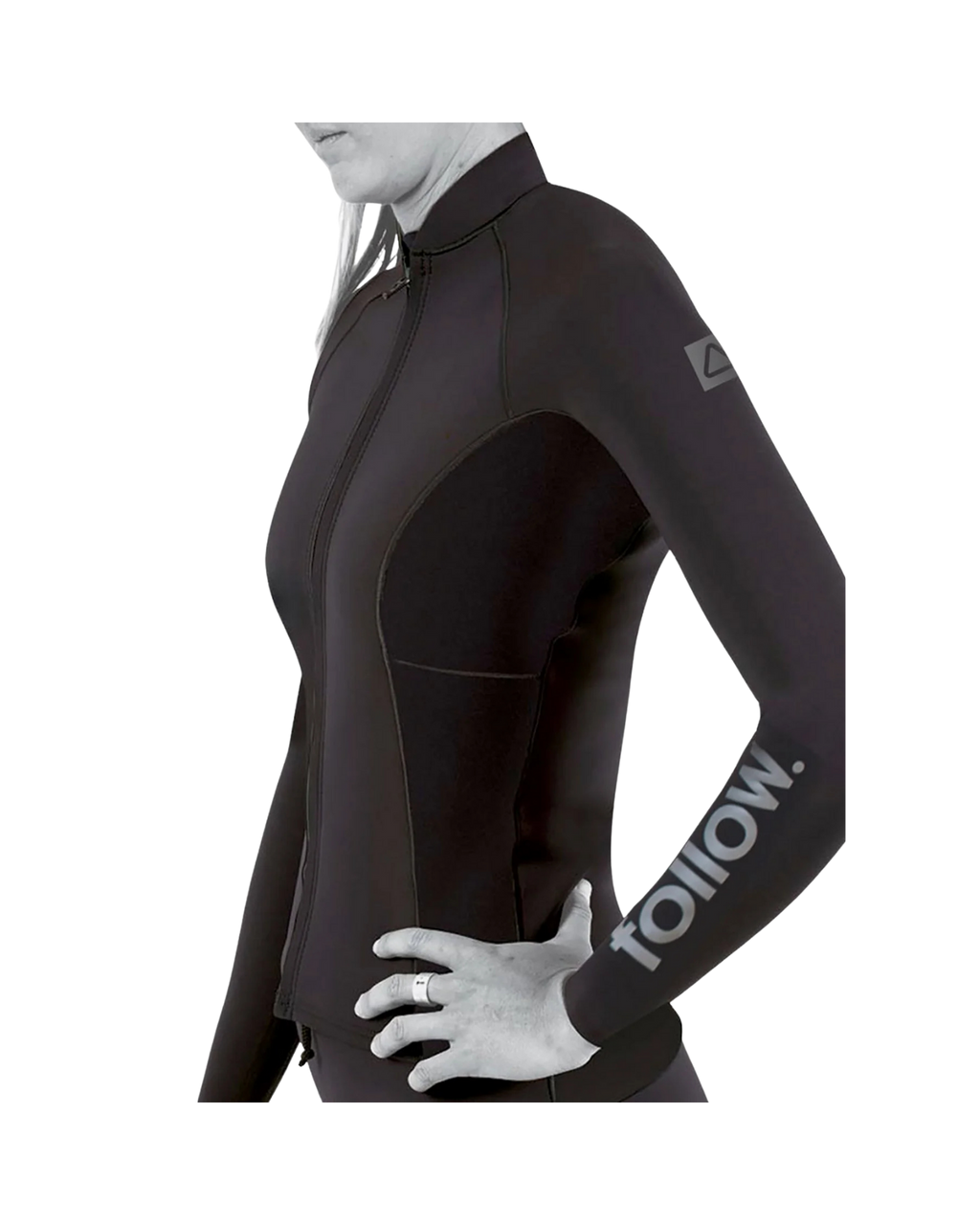 FOLLOW WOMENS ATLANTIS FZ WETTY TOP - BLACK