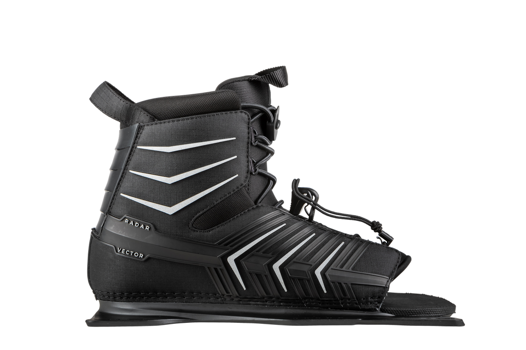 Radar 2023 - Vector Boot - Black / Silver - Front Feather Frame - Water Ski Boot