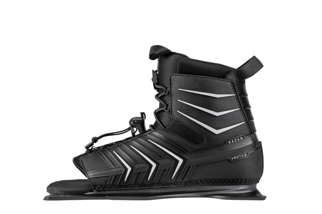 Radar 2023 - Vector Boot - Black / Silver - Front Feather Frame - Water Ski Boot