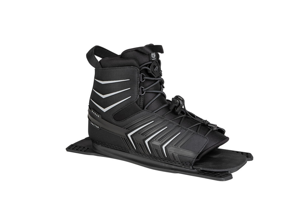 Radar 2023 - Vector Boot - Black / Silver - Front Feather Frame - Water Ski Boot