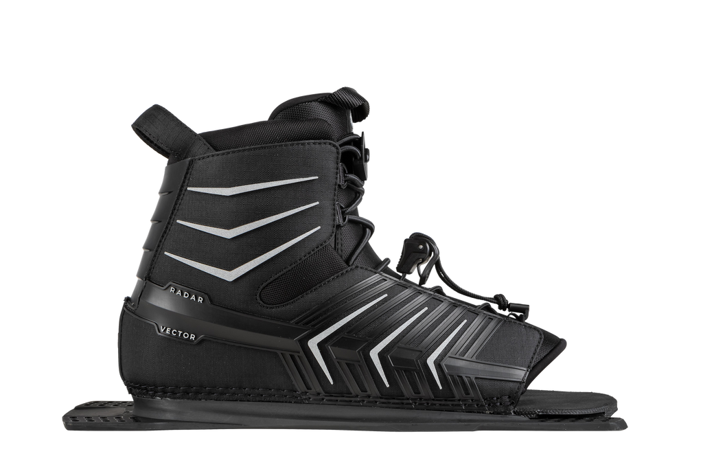 Radar 2023 - Vector Boot - Black / Silver - Front Feather Frame - Water Ski Boot