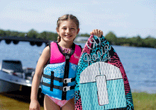 Load image into Gallery viewer, Ronix August - Girl&#39;s CGA Life Vest - Sky Blue / Pink / Purple - Yth (50-90lbs)
