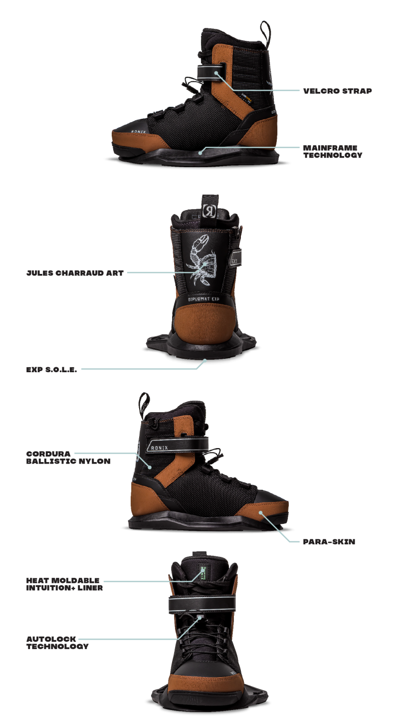 RONIX BOOTS - DIPLOMAT EXP - INTUITION (2024) - Black / Gum Rubber