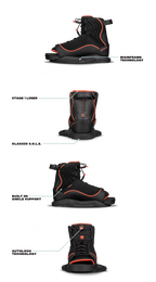 RONIX WOMENS BOOTS - Luxe - Stage 1 - Black / Coral