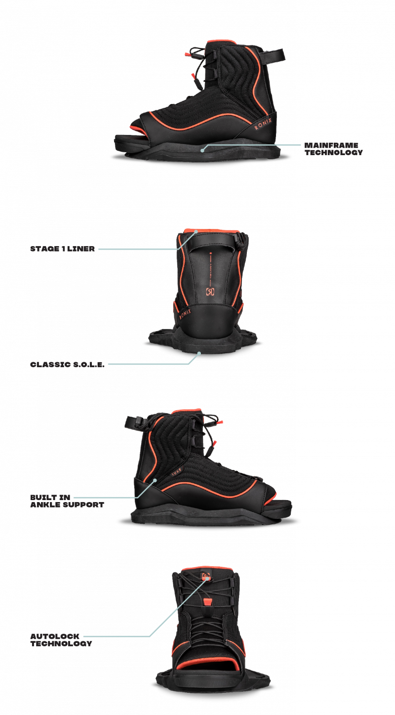 RONIX WOMENS BOOTS - Luxe - Stage 1 - Black / Coral