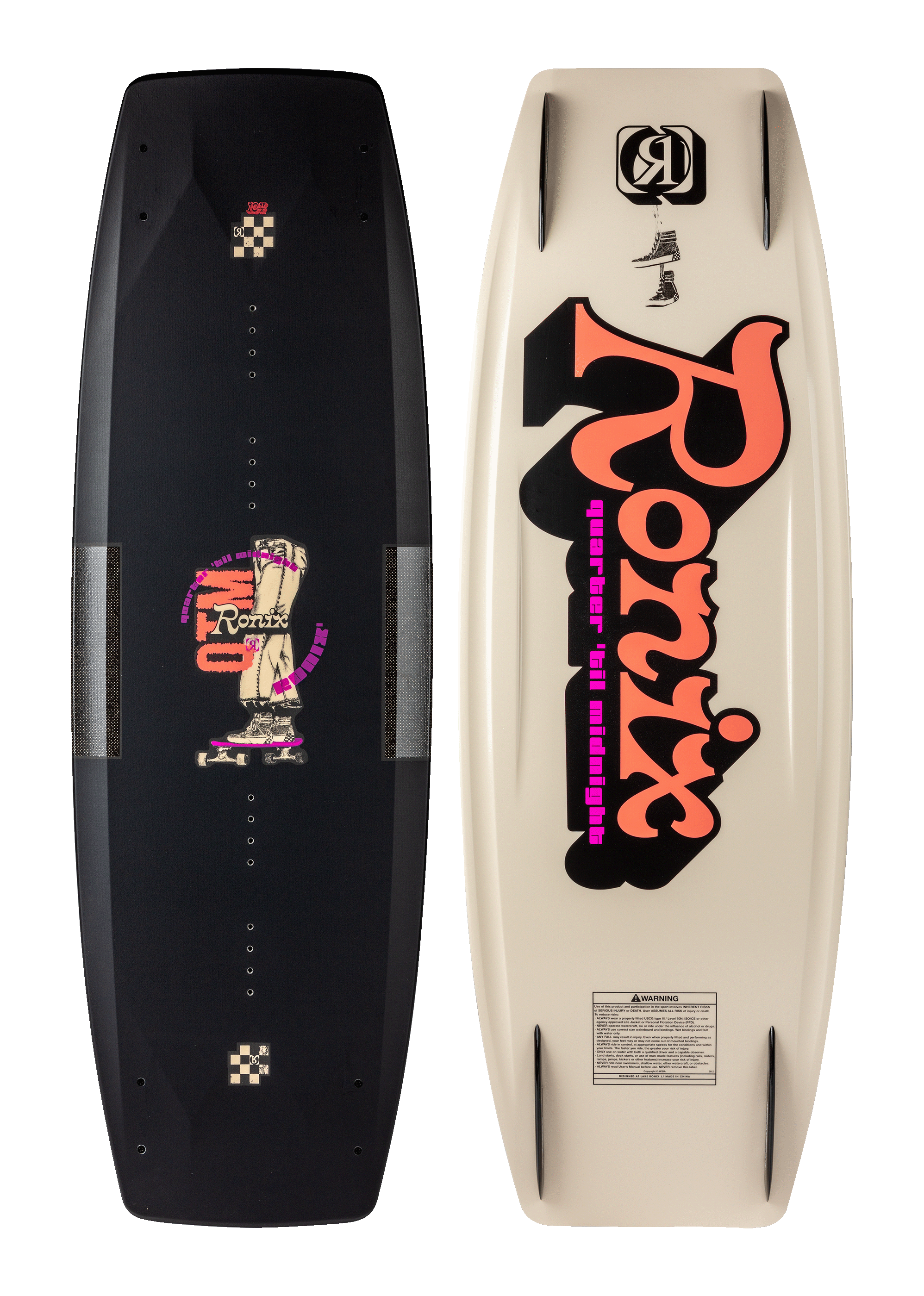 RONIX WAKEBOARDS 2025 - Quarter 'Til Midnight SF - Skate Black / Coral