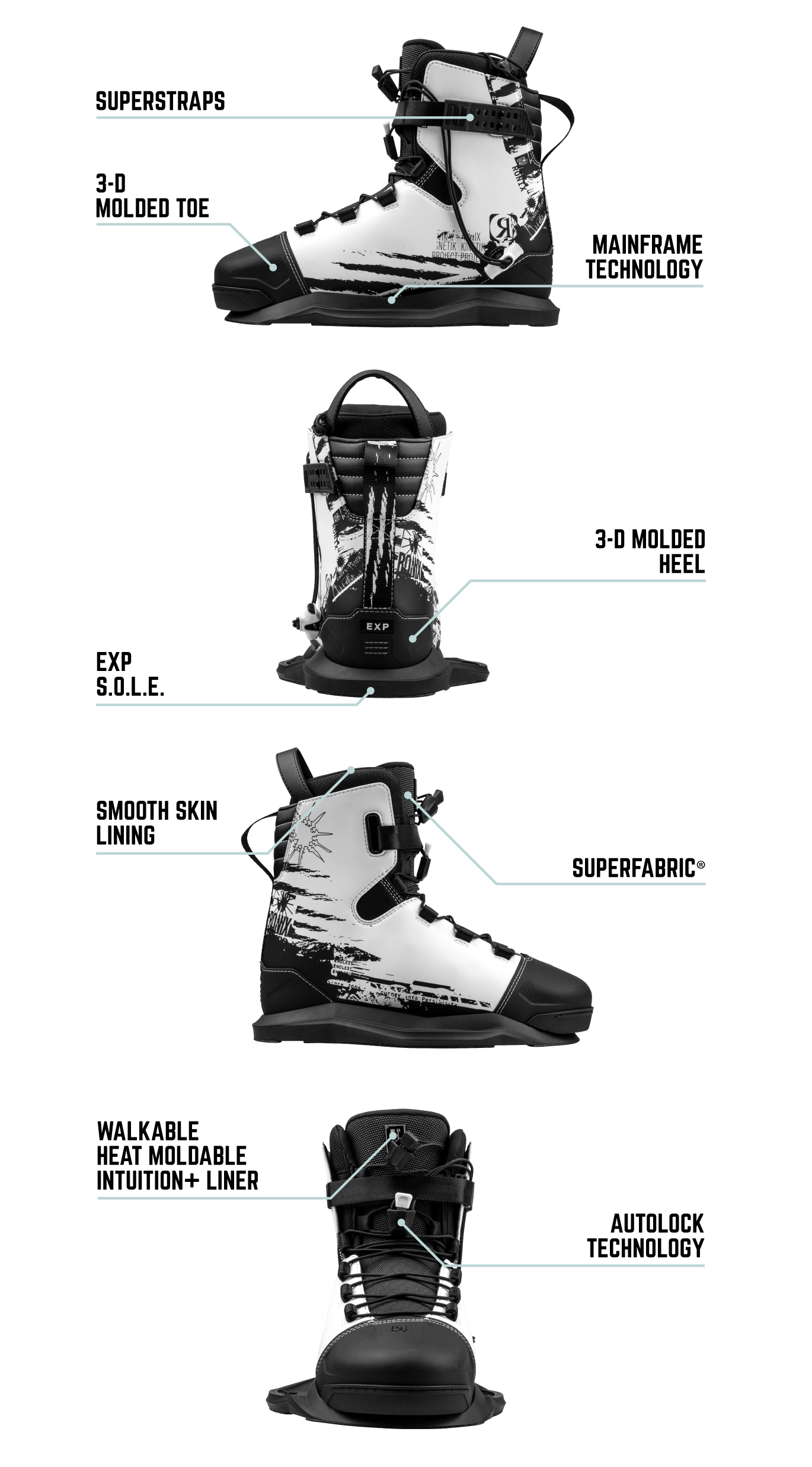 RONIX BOOTS 2025 - Kinetik Project EXP - Intuition - White /  Black