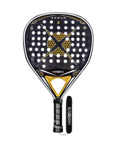 Heroes Rowan 2025 gold black white padel racket – premium padel tennis racket with geometric design.