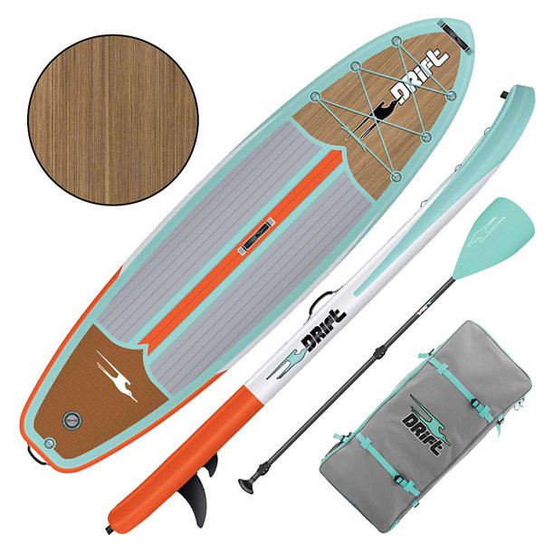 DRIFT Inflatable Stand Up Paddle Board, SUP with Accessories | Coiled Leash, Pump, Lightweight Paddle, Fin & Backpack Travel Bag