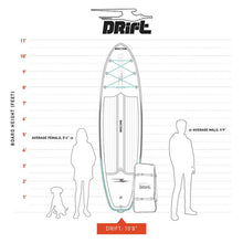 Load image into Gallery viewer, DRIFT Inflatable Stand Up Paddle Board, SUP with Accessories | Coiled Leash, Pump, Lightweight Paddle, Fin &amp; Backpack Travel Bag
