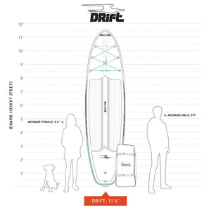 DRIFT Inflatable Stand Up Paddle Board, SUP with Accessories | Coiled Leash, Pump, Lightweight Paddle, Fin & Backpack Travel Bag